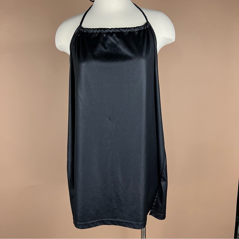 Vintage Women’s Size 3X Bust 52 inches Black Shiny Halter Top